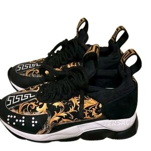 Versace Chain Reaction Baroque Black / Gold Trainers Wmns Size EU 36 US Sz 6